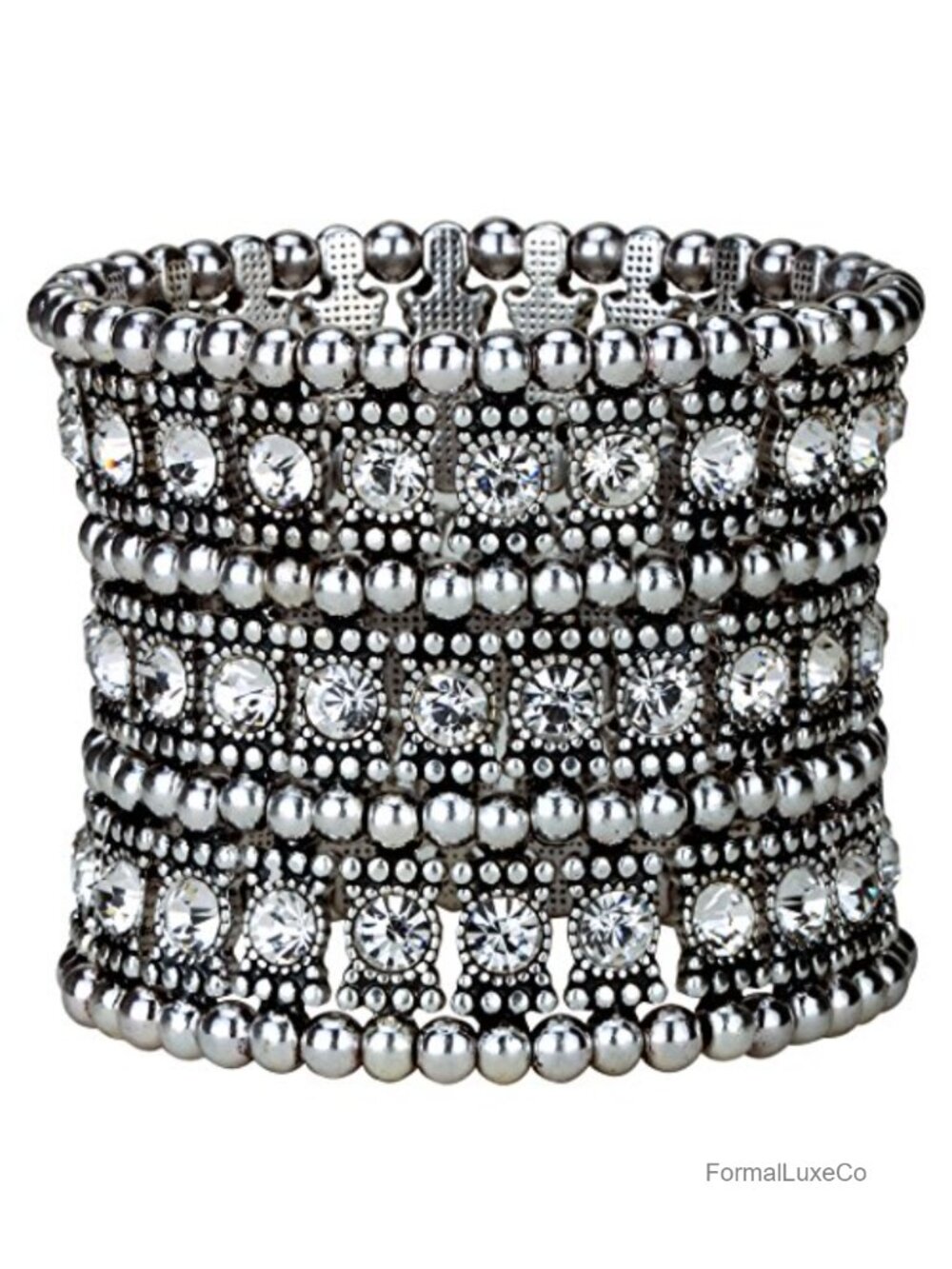 Multilayer Wide Stretch Cuff Bracelet - Soft Elastic Band, Lead & Nickel Free